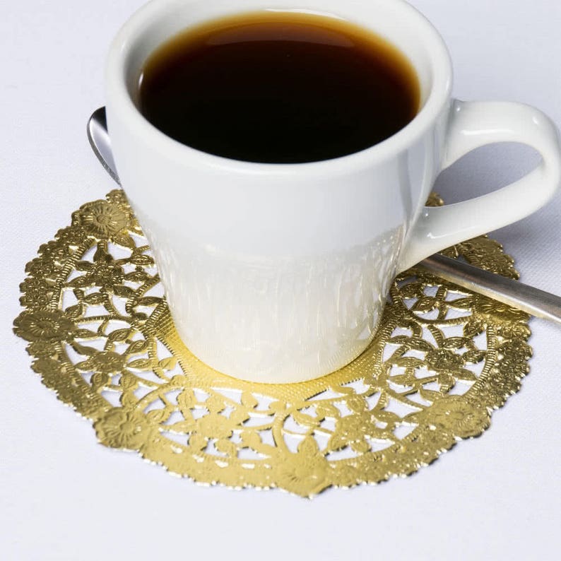 25 4 GOLD FOIL Paper Lace Doily Parties Weddings Etsy