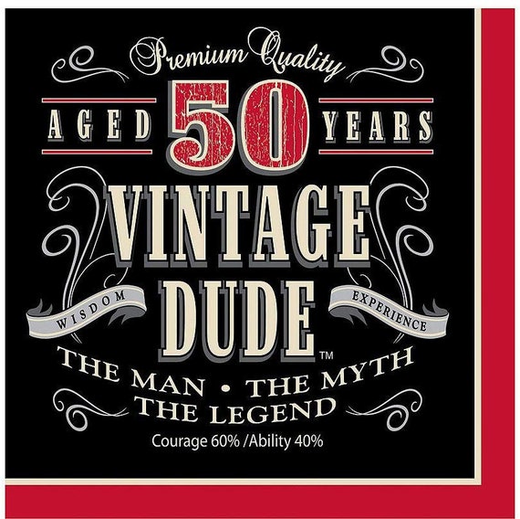 Vintage Dude Napkins Husband Birthday Party 50th Birthday Etsy