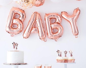 Rose Gold Baby Balloon Bunting, Neutral Baby Shower Decorations, , Baby Shower Decor