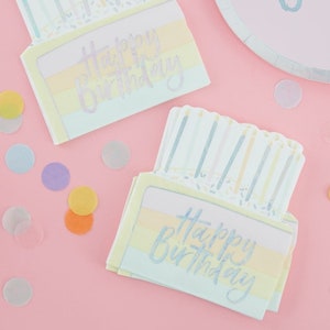 BIRTHDAY CAKE PAPER Napkins - Pastel Party