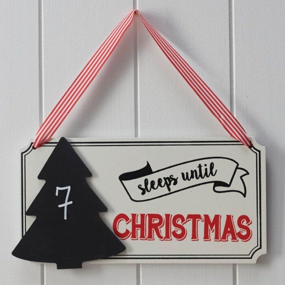 Sleeps Until Christmas' Chalkboard Hanging Christmas Tree Sign. Il_570xn