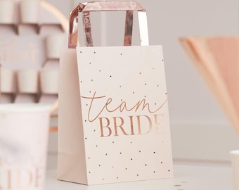 Team Bride Party Bags: Rose Gold Hen Party Decoration (Set of 5)