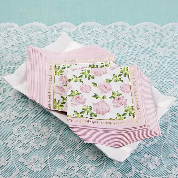 Tea Time Whimsy Paper Napkins - Pink (Set of 30) ,Birthday, Mother's Day, Tea Party