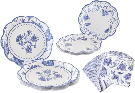 Blue Willow Paper Plates ,Napkins, 16pcs 7 inch , 16pcs 9 inch Plates, 30pcs 6.5" Napkins,Birthday, Baby Shower, Wedding Party Il_570xn