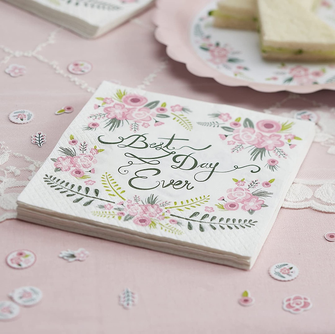 Floral Fancy Design Best Day Ever Party Paper Napkins, Mixed 16 Ct Etsy
