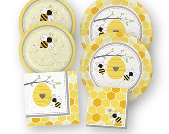 Bee Baby Shower Pack Serves 16 Plates Napkins