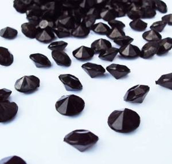 Black Faux Diamonds Plastic Winter Wedding Confetti Solitare