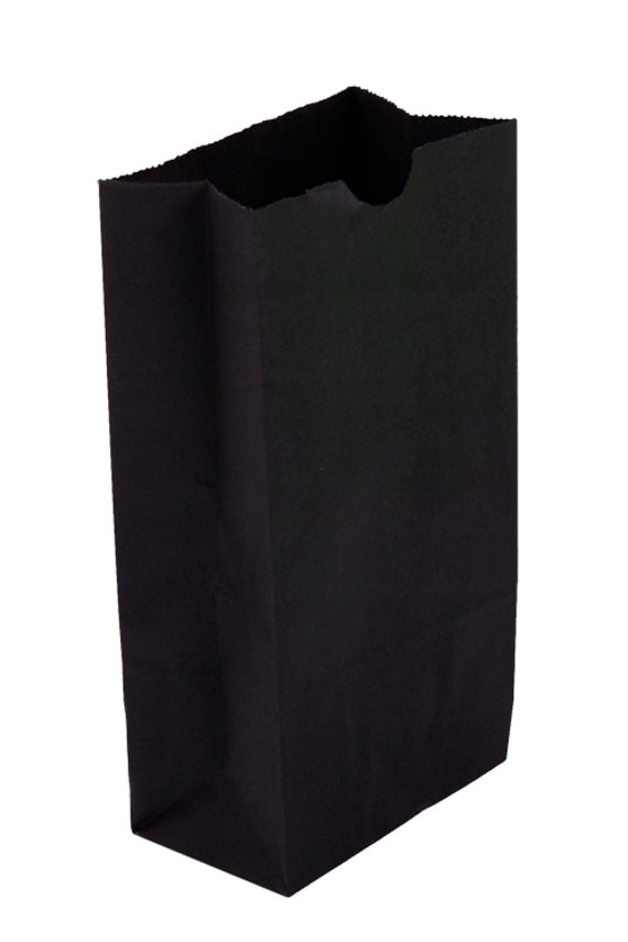 25 Solid Black Flat Bottom PaperBags, Merchandise Bags, Lunch Bags - 4.25 x 2.375 x 8.18 Inches - Gifts, Packaging, Retail Il_570xn