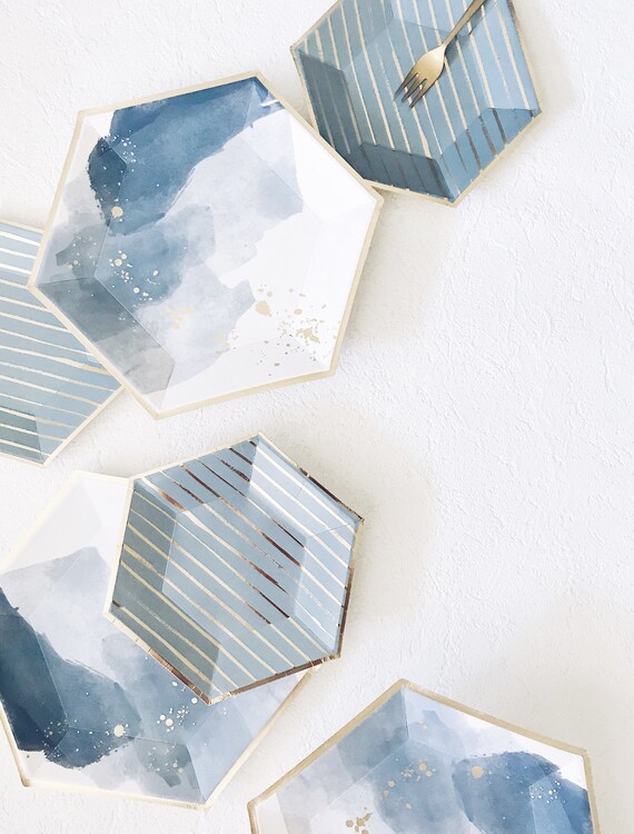 Blue Watercolor Large Paper Plates Il_570xn