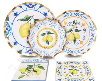 Lemon Capri Coast Table Setting Kit  Serves 8 quests