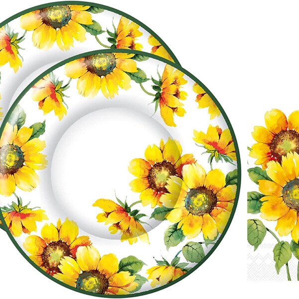 Sunflower Paper Plates Etsy