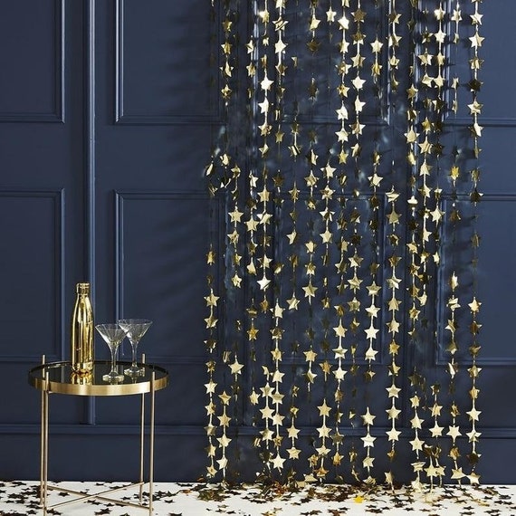Gold Star Curtain, Photo Booth Backdrop, Gold Star Birthday Photo Backdrop, Wedding Photo backdrop Il_570xn