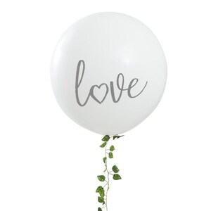 WHITE GIANT BALLOON Printed with Love plus greenery image 2