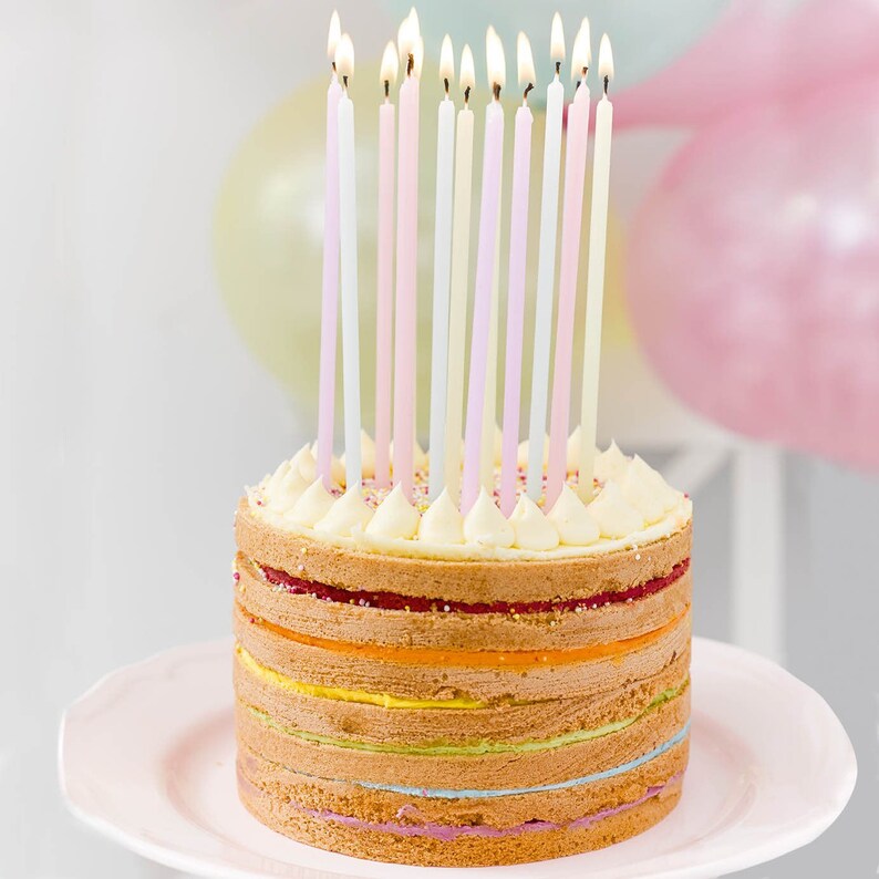 Tall Pastel Birthday Candles 16 Candles Princess Party Etsy