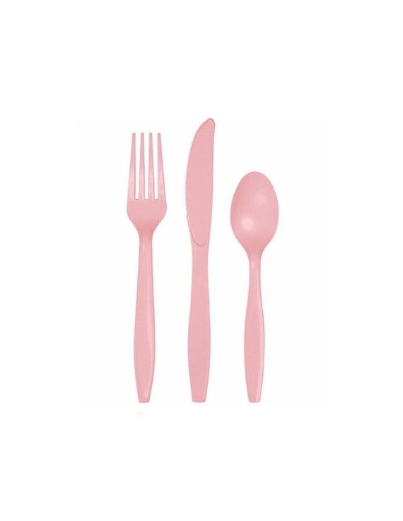24 pc Cutlery Set, Princess Pink Cutlery ,Utensils , Pink Cutlery, Party Supplies Knife, fork, spoon Il_570xn
