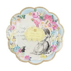 Alice Disposable Plates, 12 Count, 7.3 inches for Tea Party or Birthday