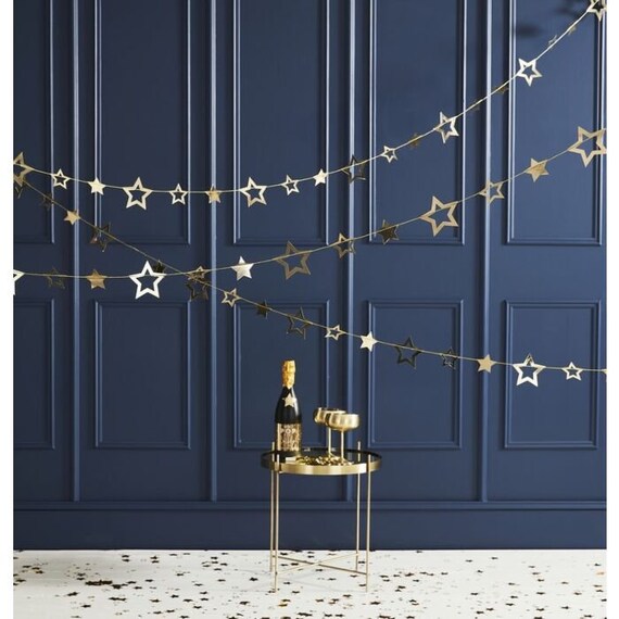 Gold Star Garland, Gold Star Bunting, Gold Wedding Decorations, Christmas Garland, Birthday Party Decorations Il_570xn
