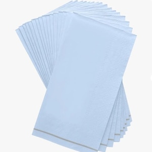 Ice Blue with Silver Stripe Guest Paper Napkins | 16 Napkins