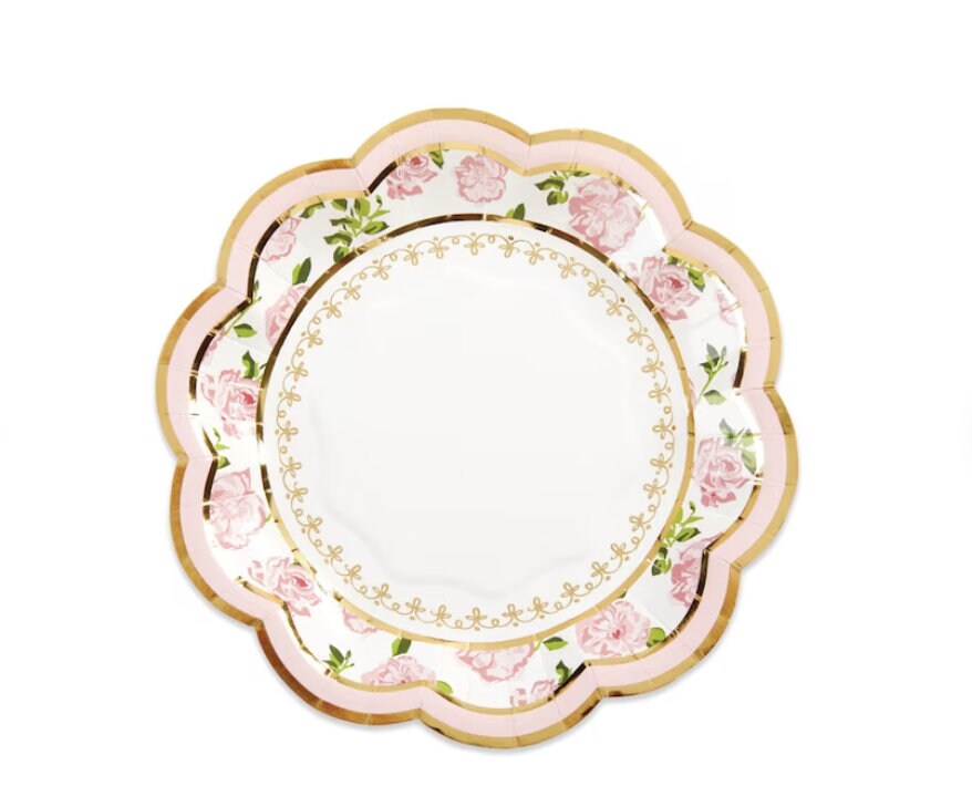 Pink Floral Dessert Plates 16ct Tea Party Birthday Bridal Shower Tea Party Baby Shower Party Decorations