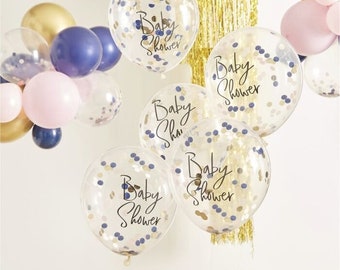 NAVY PINK & Gold CONFETTI Baby Shower Balloons