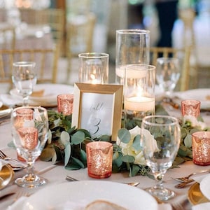 6 Rose Gold Mercury Glass Votive Light Candle Holder , Wedding ...
