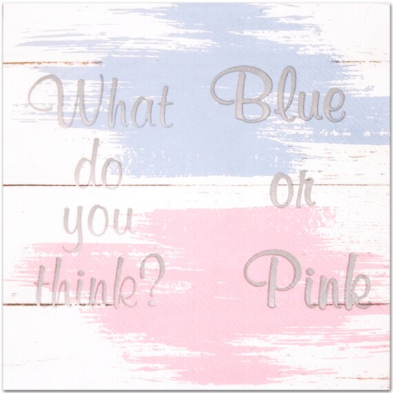 Blue or Pink Gender Reveal Lunch Napkins, 7in, 16ct Il_570xn
