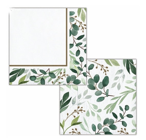 Eucalyptus Beverage Napkins, Bar Napkins , 16 ct, 5 inch Il_570xn