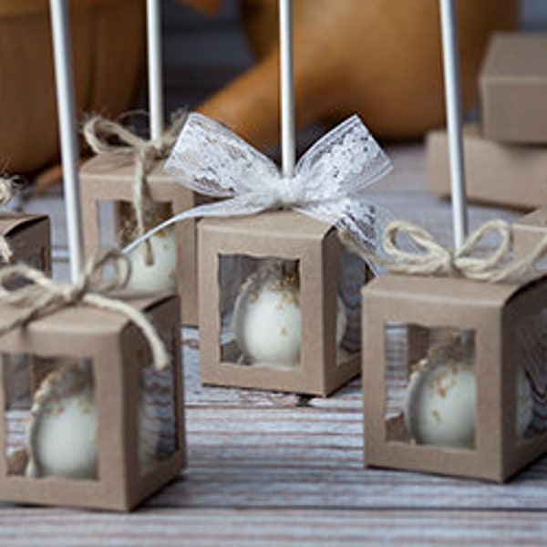 12 Brown Single Cake Pop Box, 1 3/4" x 1 3/4" x 2"