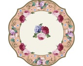 4 Truly Scrumptious Floral Serving Platter Paper Plates, Tea Party Tableware