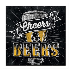 Cheers and Beers Beverage Napkins, 5 inch fold, set of 16, Birthday, BBQ, Party Decoration