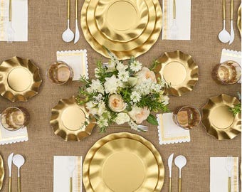 Bundle Satin Gold Dinner Party,  Pack contains 128 items 16 guests
