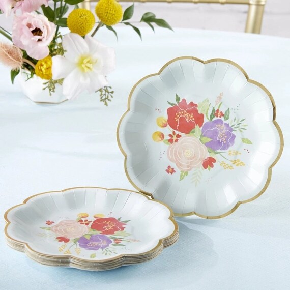 Floral Dessert Plates Set of 16 7" by Lemon Zest Catch My Party