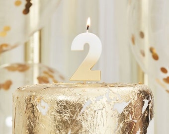 GOLD OMBRE  2  NUMBER Birthday Candle , Cake Topper, Milestone Birthday