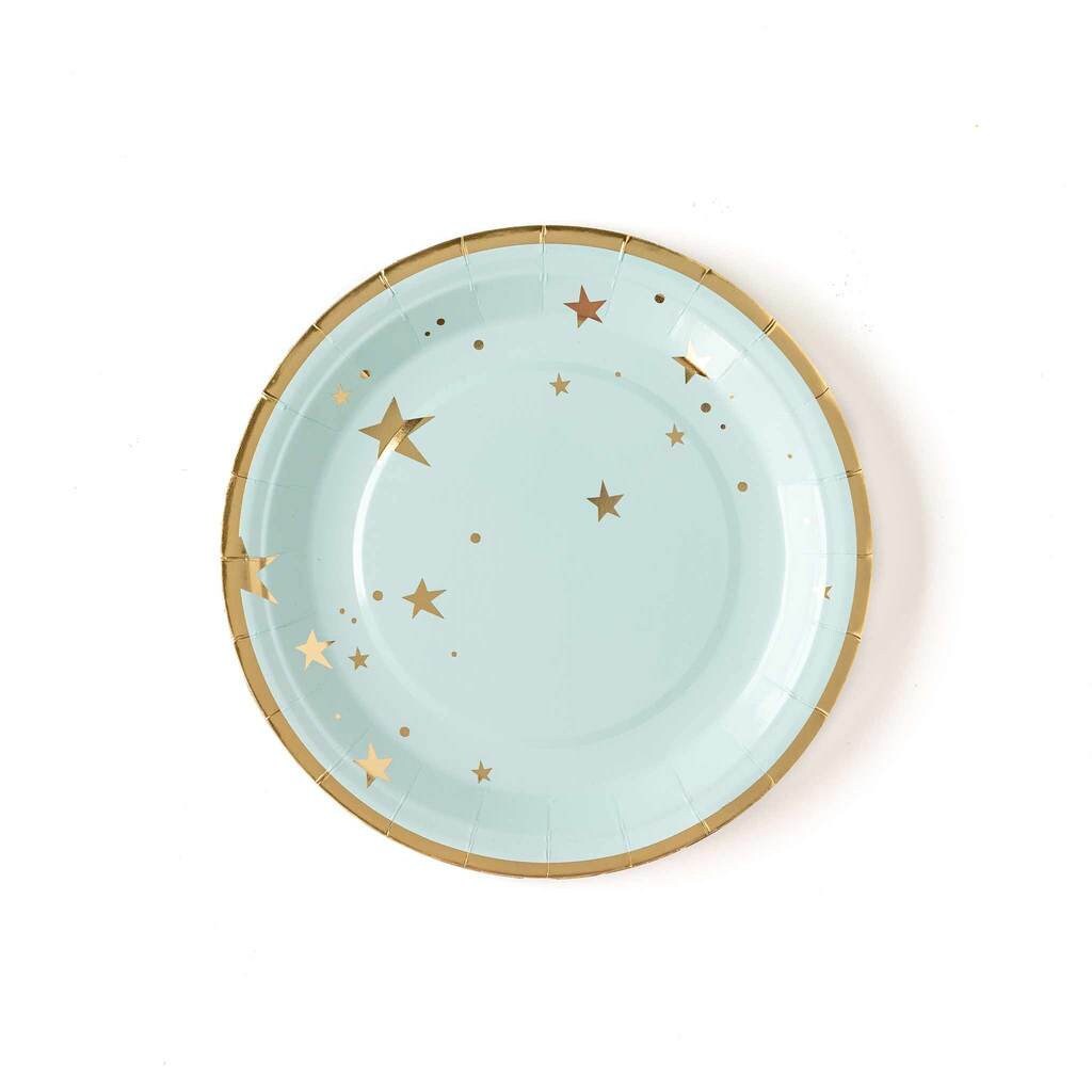 BABY Blue STAR 9 Plates Baby Shower 1st Birthday