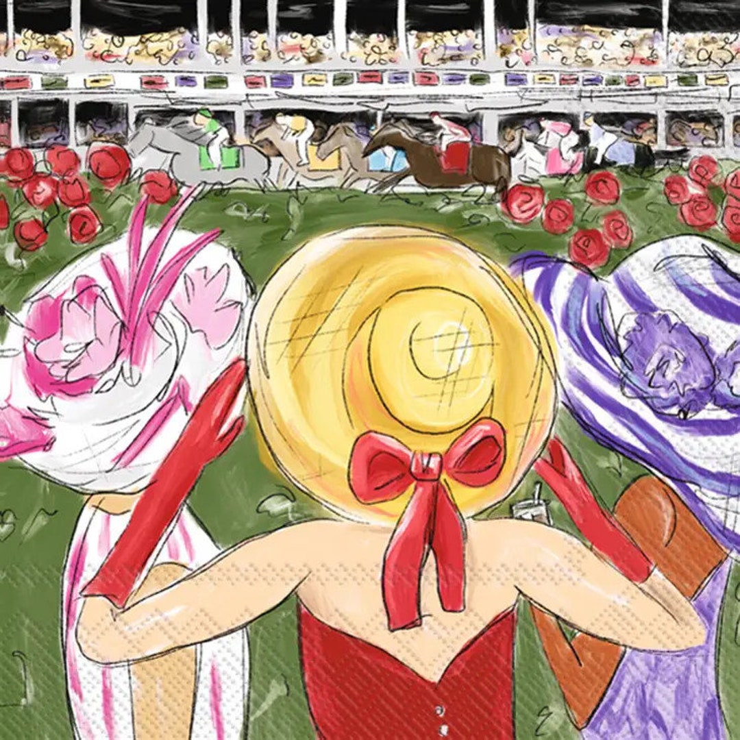 Hat Ladies Kentucky Derby Paper Cocktail Napkin 5x5 20 Ct Etsy