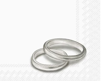 Paper Cocktail Napkins Pack of 20 Rings Silver Wedding