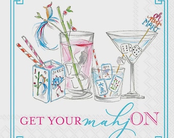 Paper Cocktail Napkin 20 Ct Mahjong Drinks