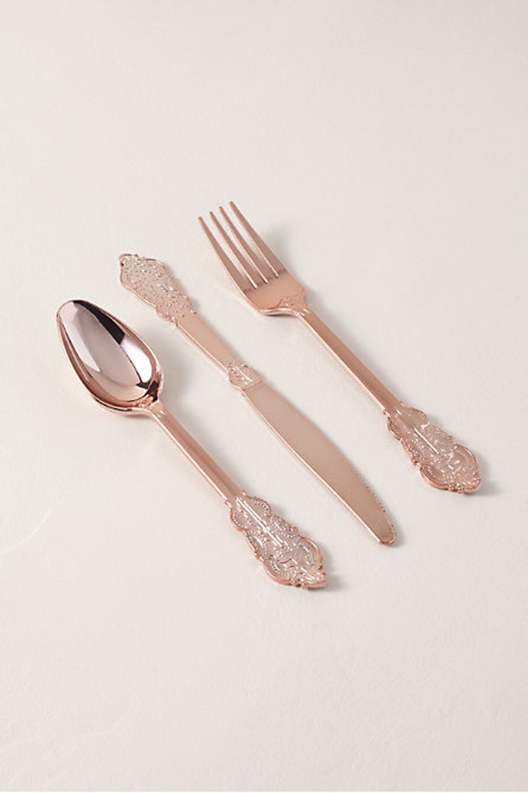 24 Pc Cutlery Set , Serves 8 Rose Gold Utensils , Wedding Cutlery