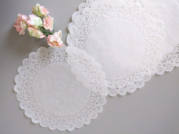 50 Grease- Resistant Doilies 8 inch stylishly, romantic paper doilies parchment paper look. Translucent Il_570xn