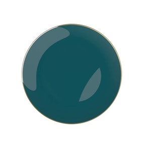 Round Teal • Gold Plastic Plates | 10 Pack