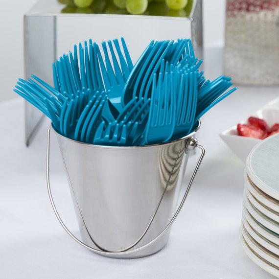 24 pc Cutlery Set , Turquoise Utensils , Mermaid Cutlery, Mermaid Party Supplies Knife, fork, spoon Il_570xn