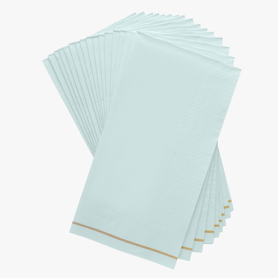 Mint With Gold Stripe Paper Napkins 16 Ct Etsy