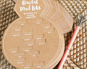 50 Kraft Bridal Shower Game Card - Ring Shape , Mad Libs, Hen Party, Party Game
