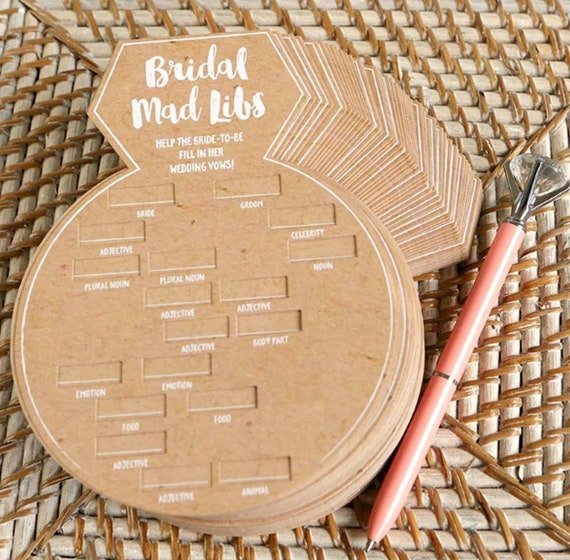 10 Kraft Bridal Shower Game Card - Ring Shape , Mad Libs, Hen Party, Party Game Il_570xn