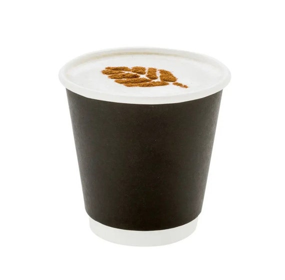 8 oz Round Black Paper Coffee Cup Double Wall 3 1/2" x 3 1/2" x 3 1
