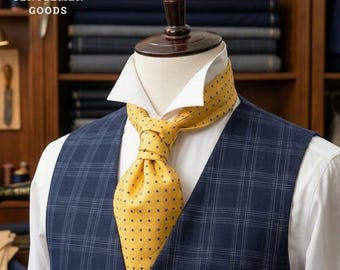Men's Yellow Cravat Ascot – Wrinkle-Resistant Silk-Look Microfiber Necktie
