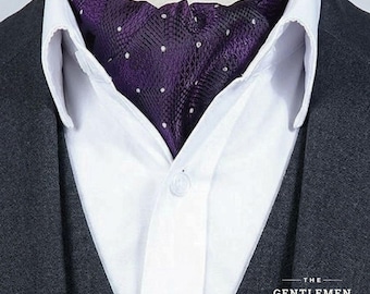 Men's Purple Cravat Ascot – Wrinkle-Resistant Silk-Look Microfiber Necktie