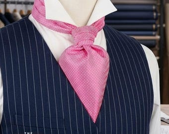 Pink Color Men's Cravat Ascot - Wrinkle-Resistant Silk-Look Necktie