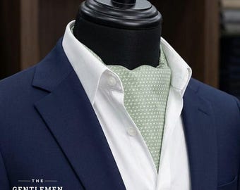 Mint Green Cravat Ascot – Wrinkle-Resistant Silk-Look Microfiber Necktie, Men's Suit Accessories