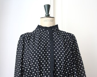 Vintage polka dot dress // Pleated dress // DEADSTOCK